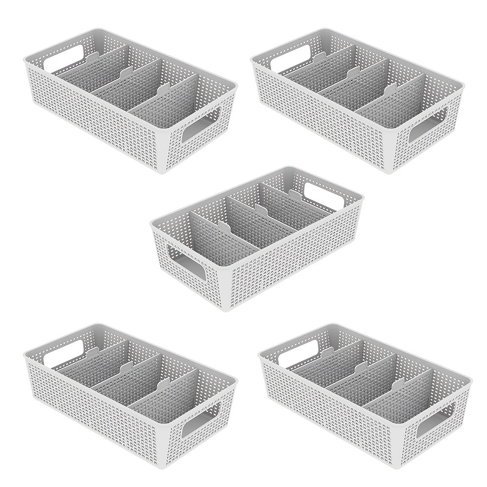 Multi-Purpose Woven Storage Box with Divider for Bathroom and Kitchen Cabinets 1-8 Pieces