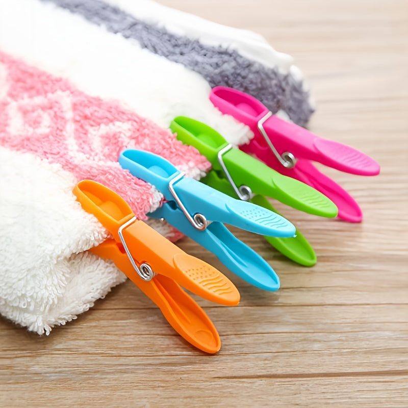 Set of 24 Heavy-Duty Plastic Clothespins with Spring Clips for Laundry and Drying