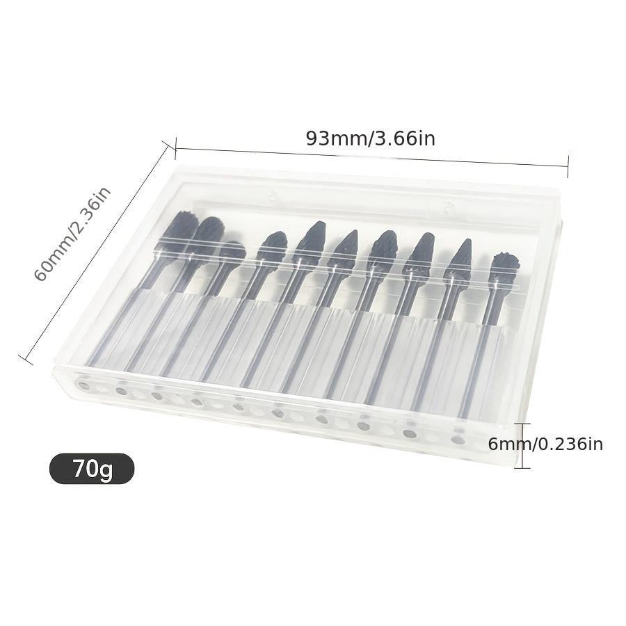 10-Piece Tungsten Carbide Burr Set for Rotary Tools Metal Wood Stone Gemstone