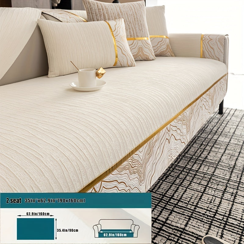 Chenille Sofa Cover for All Seasons Pet-Friendly Non-Slip Fits 1-4 Seater L-Shaped Contemporary