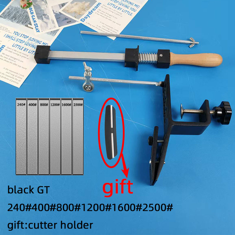 Professional Kitchen Sharpening System with Diamond Stone, Adjustable Angle Guide, Wooden Handle for Precision Sharpening. Knife Sharpener for Efficient Sharpening.