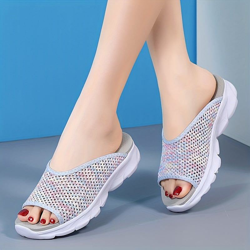 Women's Slip-On Sandals Fabric Open Toe Casual Summer EVA Non-Slip Beach Shoes