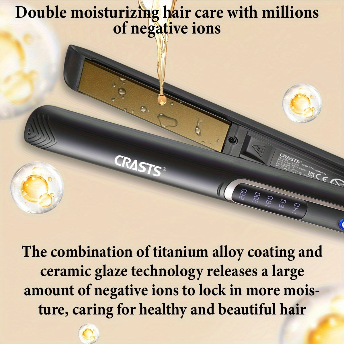 Ceramic Flat Iron Hair Straightener for Straightening and Curling with 5 Temperature Settings 220V
