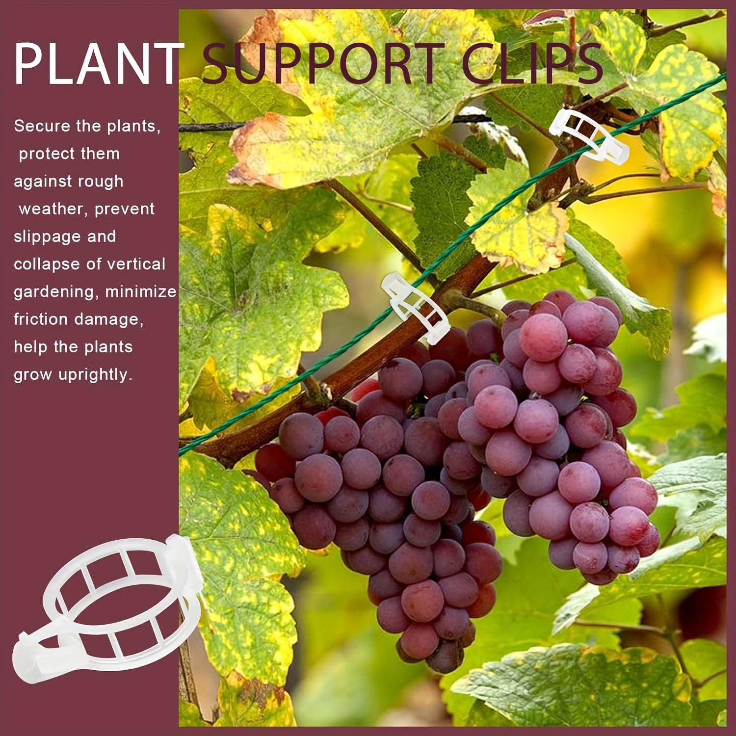 300-Pack White Plastic Garden Trellis Clips for Climbing Vegetables and Flowers