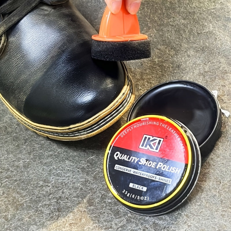 Leather Shoe Care Kit With Polishing Sponge And Wax in Black Brown or Universal