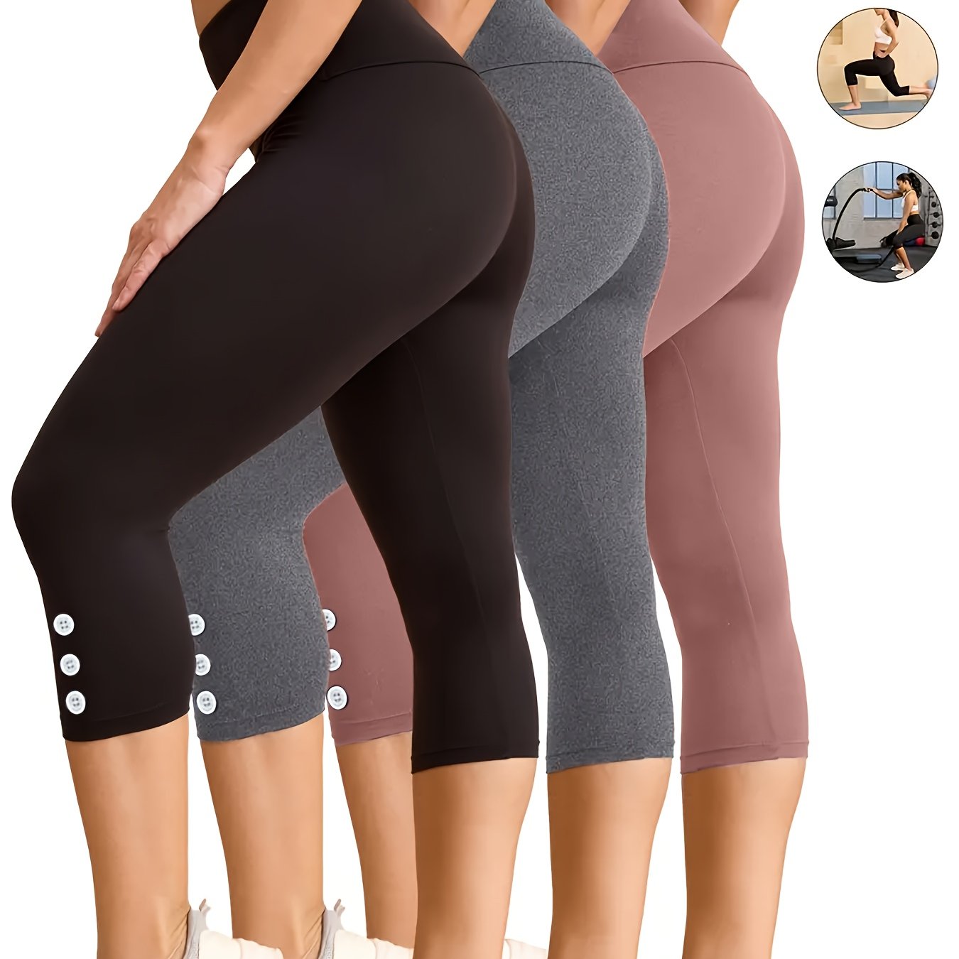 Women's High-Waist Tummy Control Capris Yoga Running Plus Size Soft Stretchy
