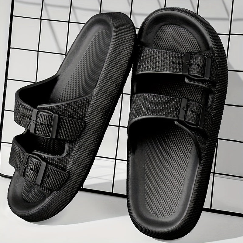 Men's EVA Slides Casual Open Toe Slip On with Buckles for Indoor Outdoor Summer