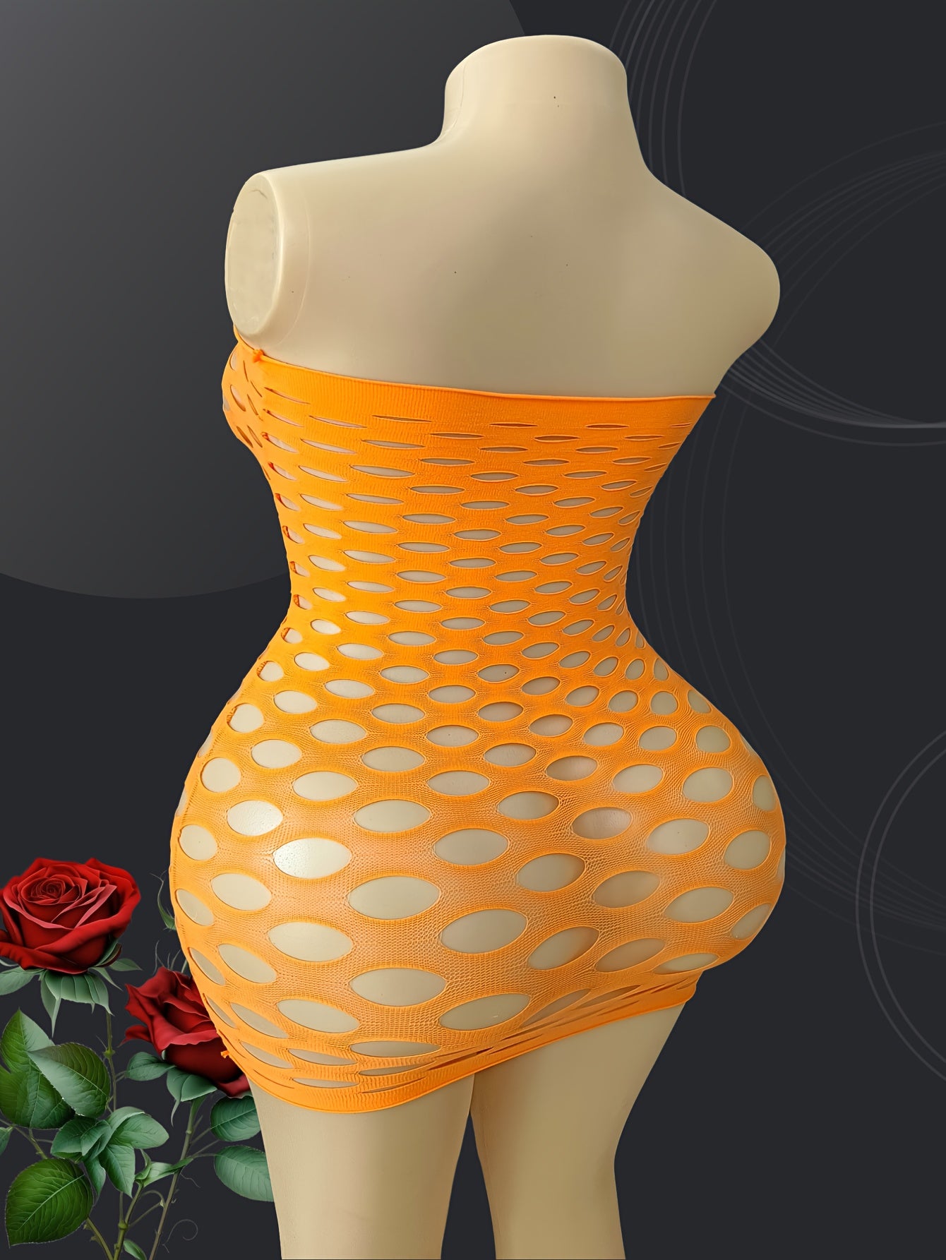 Women's Elastic Lace Mesh Dress with Large Hip Hole Tube Top Sexy Net Skirt