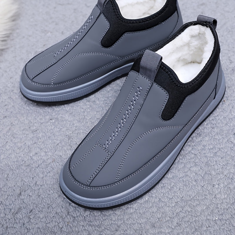 Men's Winter Snow Boots Casual Solid Color Short Slip-On Fabric Lined