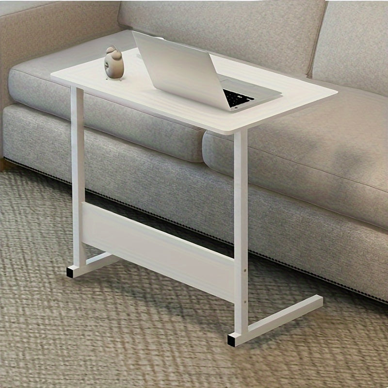 White Wooden Laptop Desk Stand, Compact and Durable Table for Home Office