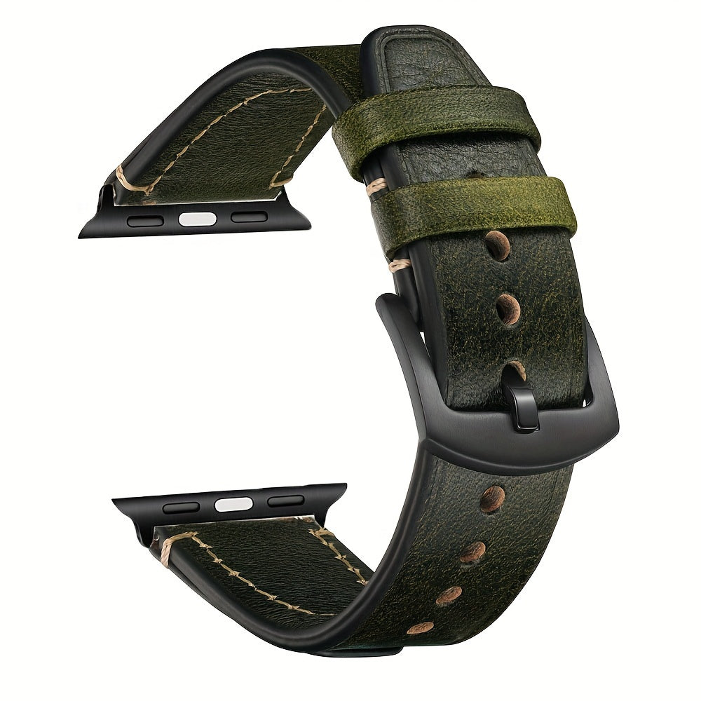 Vintage Oil Wax Leather Watch Band for Apple Watch SE Ultra Series 3 9 Men Women