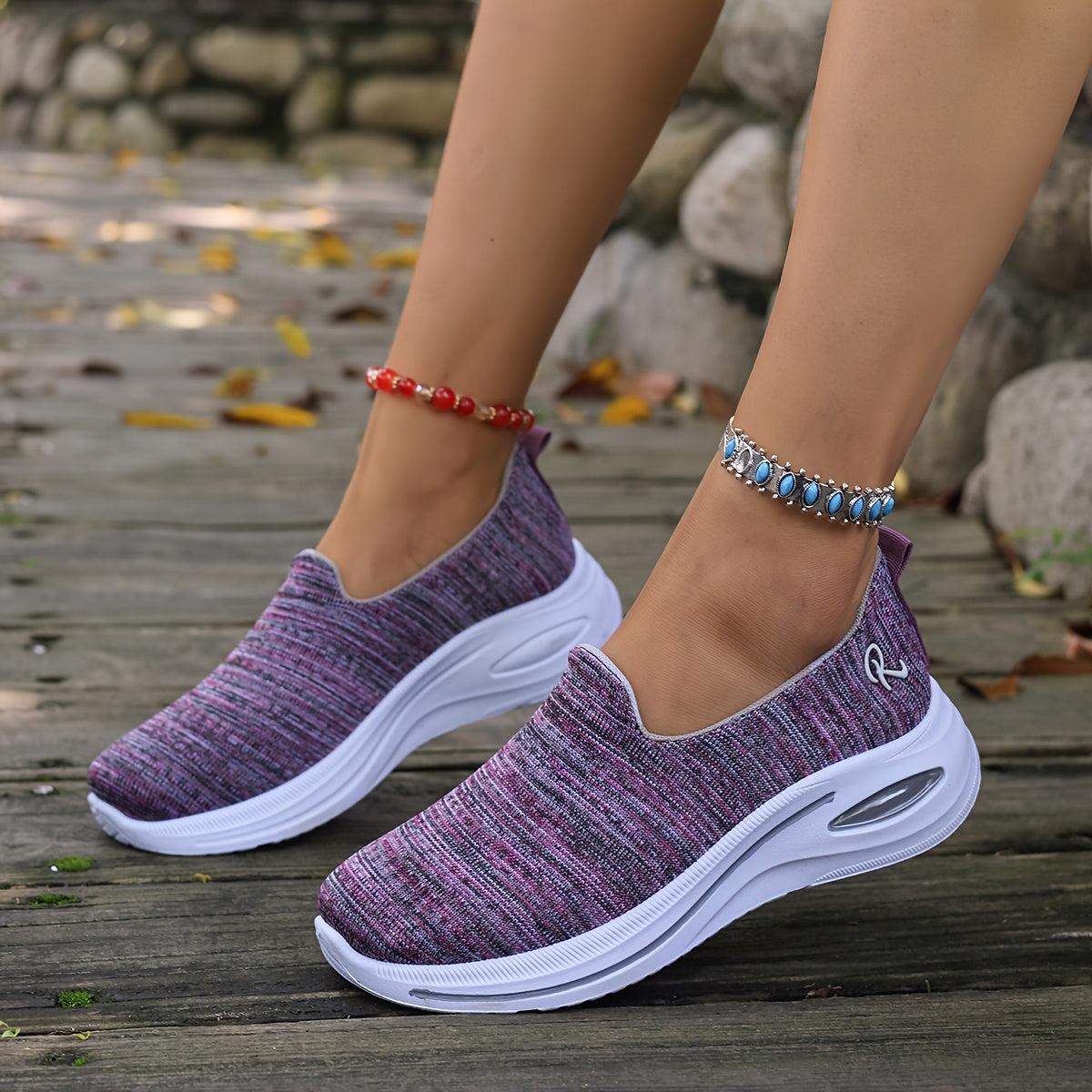 Women's Breathable Knit Slip-On Sneakers with PVC Sole in Multiple Colors