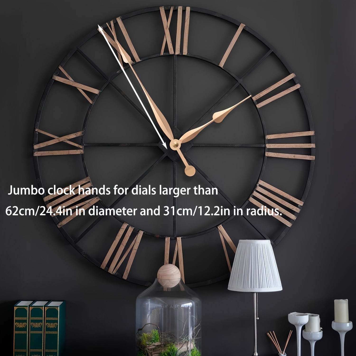 12-Inch Black Plastic Clock Movement with High Torque Long Shaft and Assembly Required