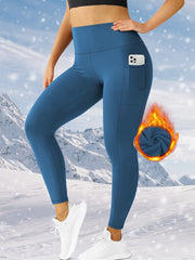 Women's Plus Size Fleece-Lined High-Waist Leggings with Pockets