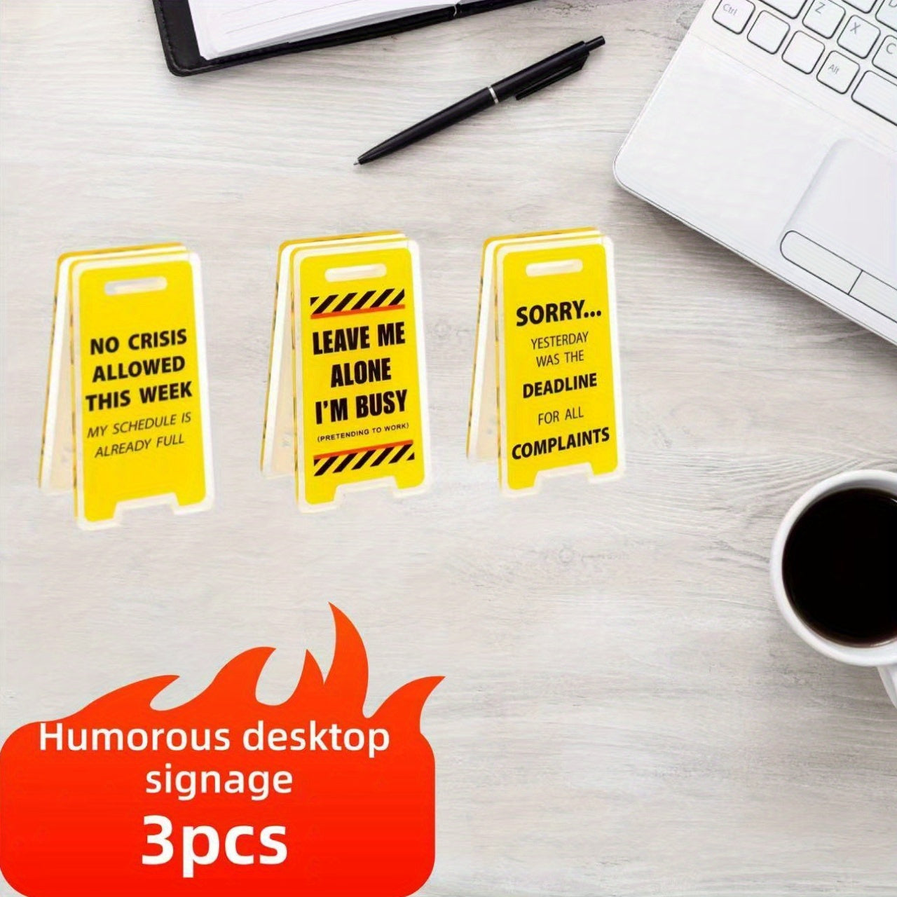 Set of 3 Acrylic Office Desk Signs Funny Room Decor Gifts for Colleagues