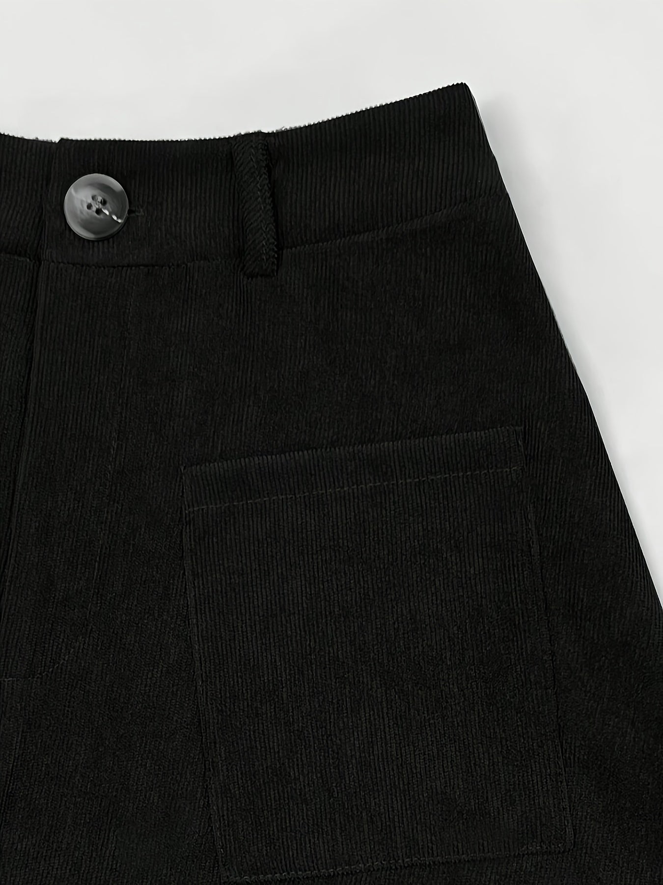 Women's Brown Corduroy Midi Skirt High Waist A-Line Pockets Machine Washable