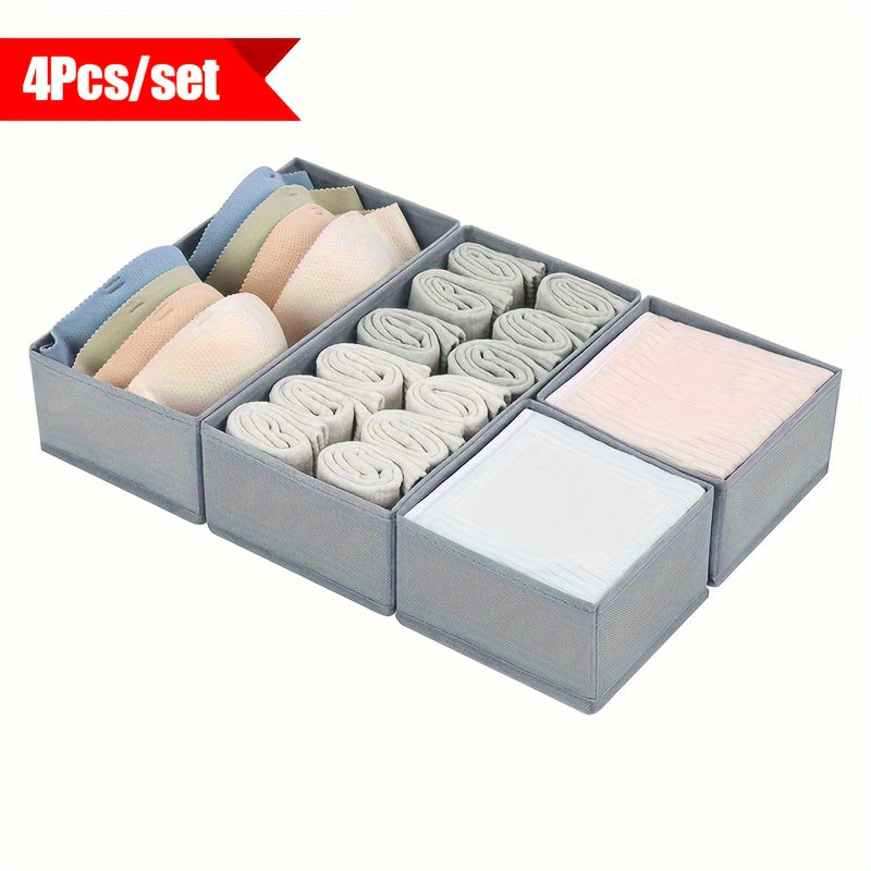 Set of 4 Fabric Drawer Organizers for Baby Clothes Socks Belts Ties Storage