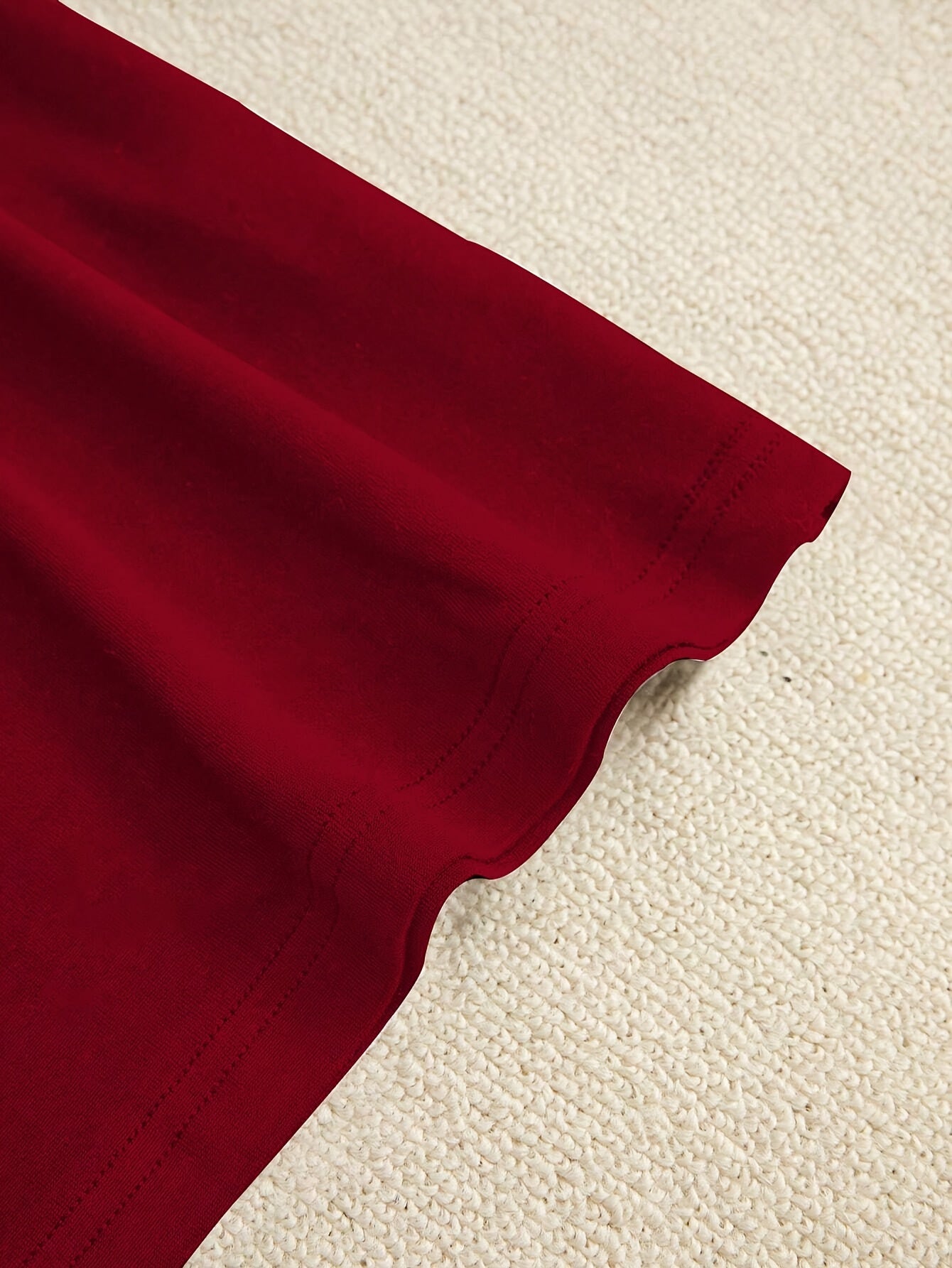 Maroon V-Neck T-Shirt for Women with "223.52cm" and "RED" Print Short Sleeve Loose Fit Polyester