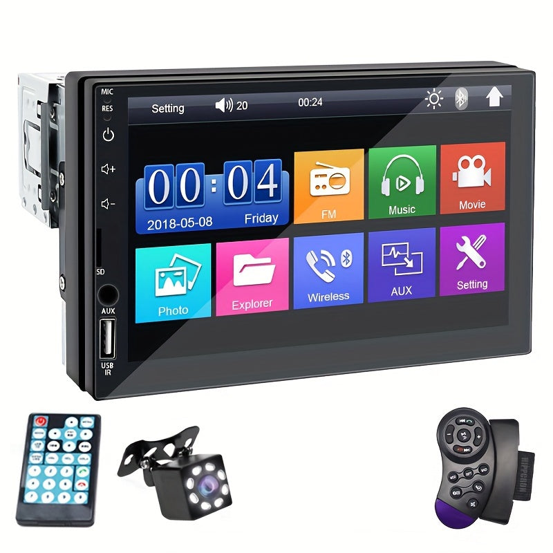 17.78 sm HD ekranli Yagona DIN Avtomobil MP5 Radio O'yinchisi, Radio Qutisi Yuqori Qism O'rnatish Dizayni, MirrorLink, AUX, USB Ulanishlari, SD Kart Qo'llab-quvvatlash, Ixtiyoriy Orqaga Qarash Kamerasi va Rulni Boshqarish