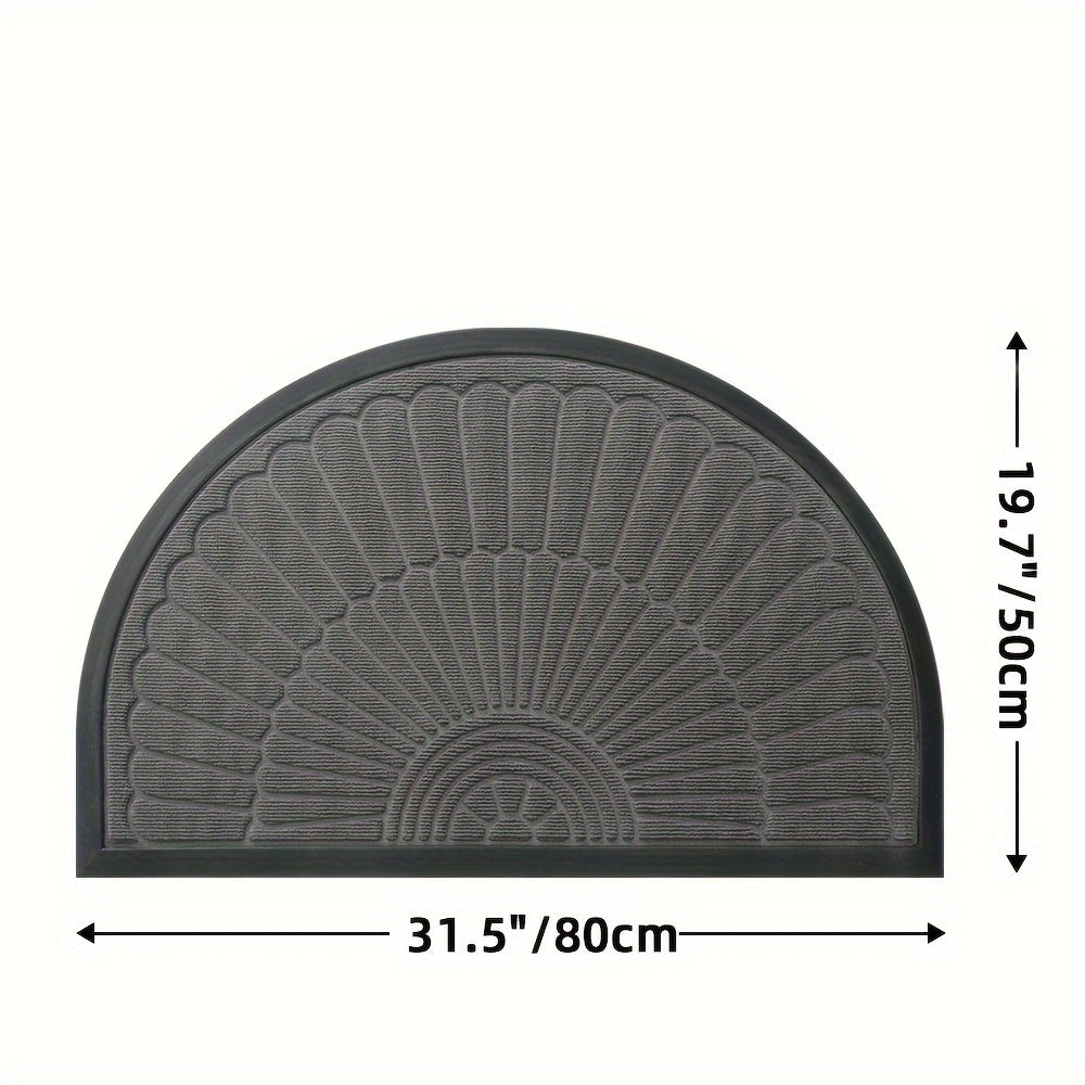 Half Circle Polyester Doormat for Indoor Outdoor Entryways Balcony Patio Garage Office