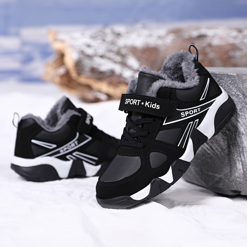 Boys Snow Boots Winter Warm Plush Lining Non-Slip Soft Sole Casual Shoes