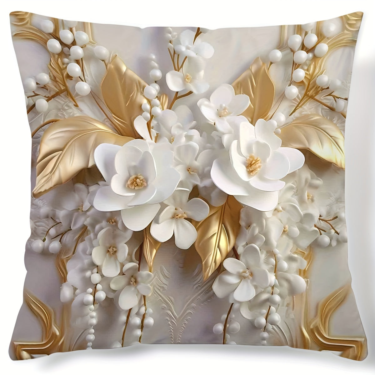 3D Floral Print Cushion Cover 18x18 Inches Home Decor