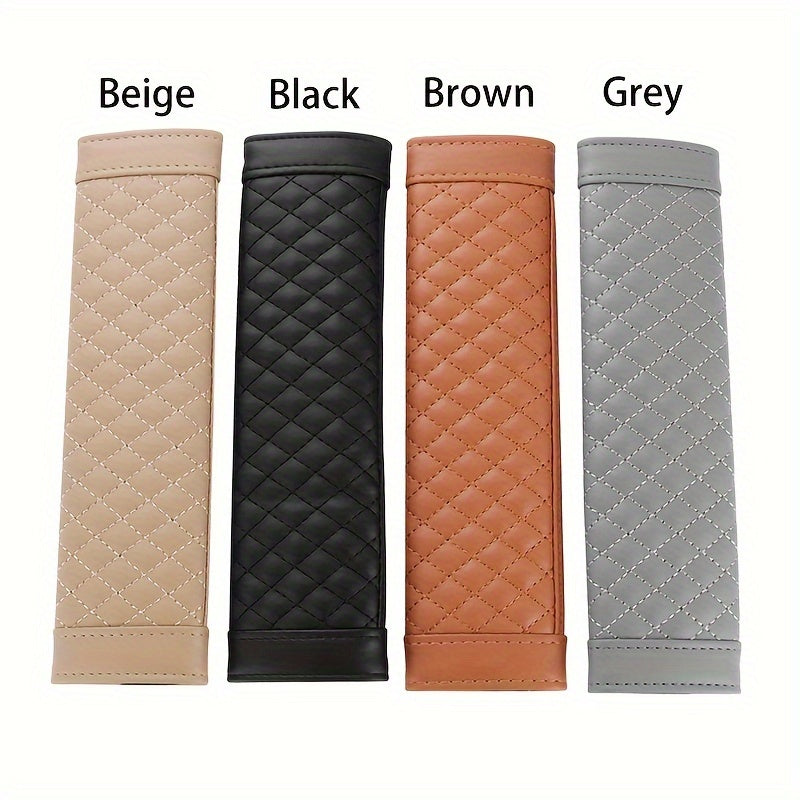 2pcs Car Seat Belt Pads Quilted Shoulder Strap Covers Beige Black Brown Gray