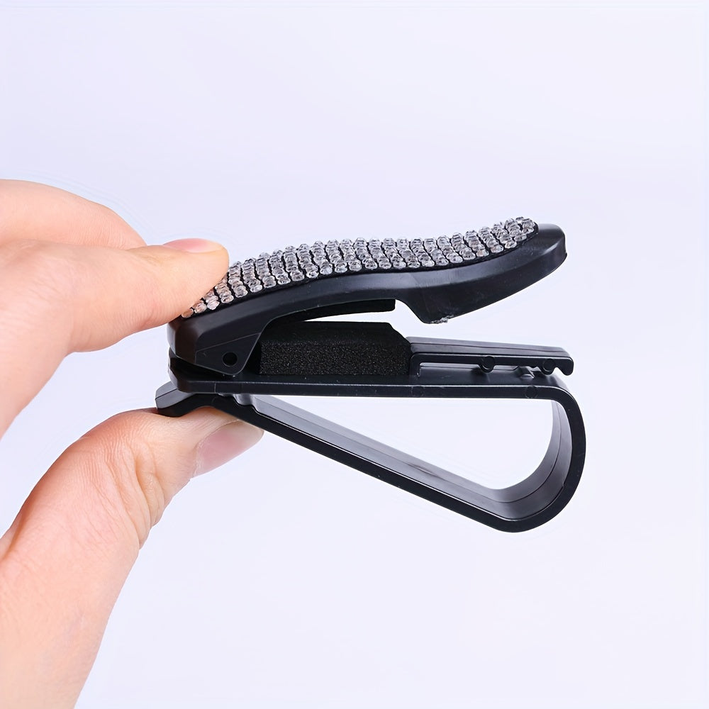 Unisex Rhinestone Sun Visor Glasses Holder Dazzling Multi-Color Jewelry Clip