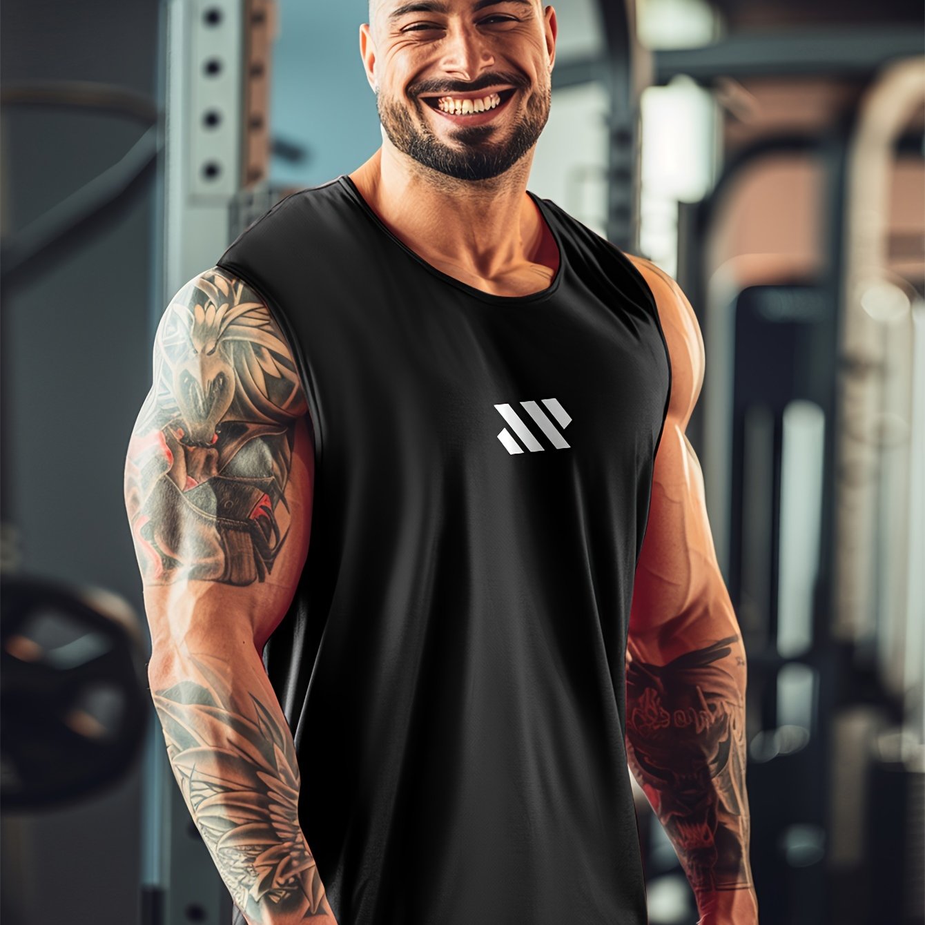 Men's Sleeveless Tank Top with Stripe Pattern Quick Dry Summer Fitness Outdoor Running