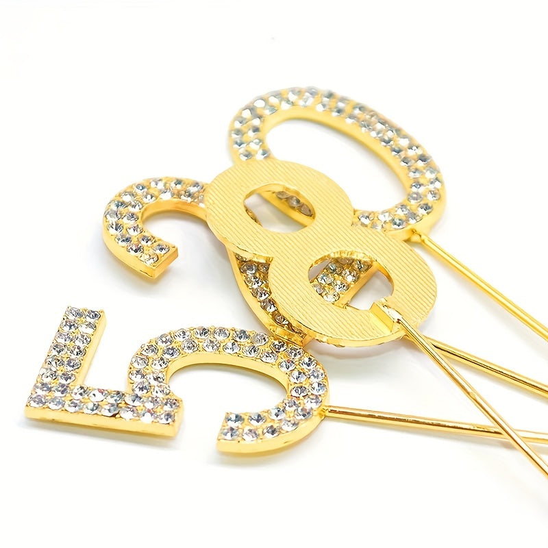 Gold or Silver Rhinestone Cake Topper for Birthdays Weddings and Showers