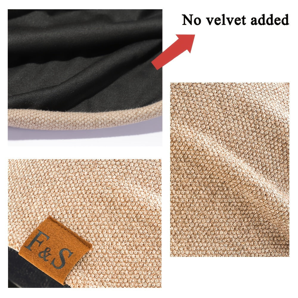 Men's Cotton Polyester Beanie Hat with Alphabet Pattern, Stretch, Casual Winter Gift