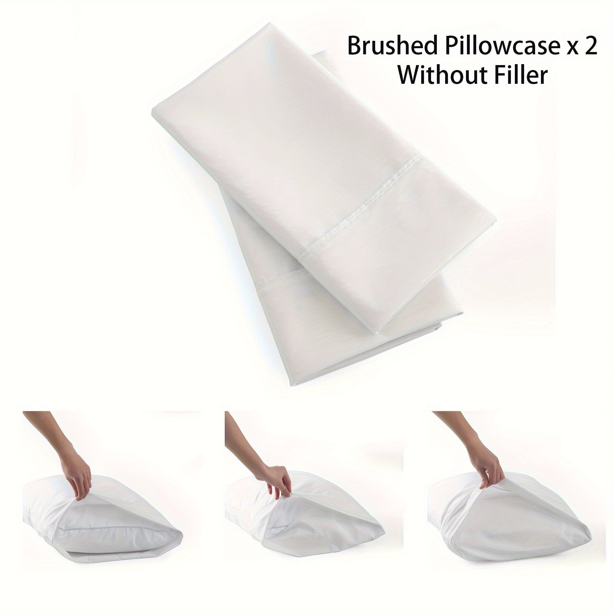 Set of Two Brushed Polyester Pillowcases Solid Color Breathable Envelope Closure
