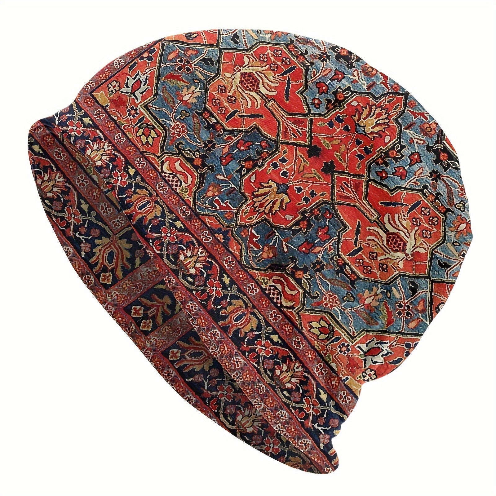 Antique Tabriz Persian Rug Beanie Boho-Chic Skull Cap for Men Women Soft Stretchy