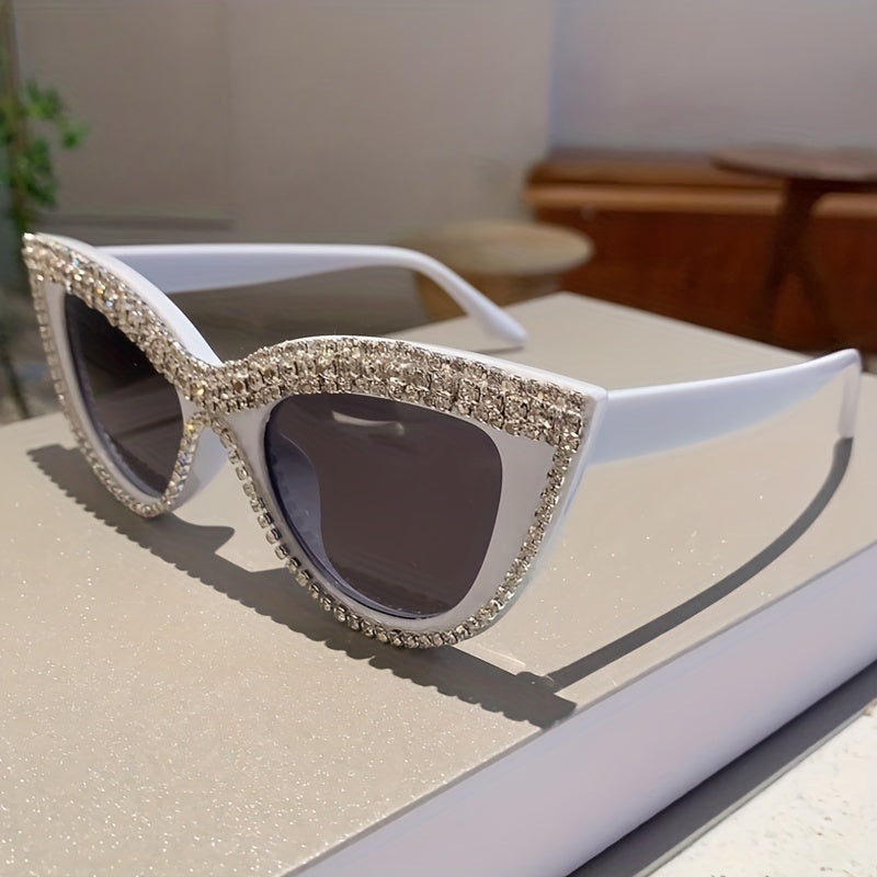 Gafas de ojo de gato para mujer con decoración de rhinestones, gafas de moda coloridas para fiesta