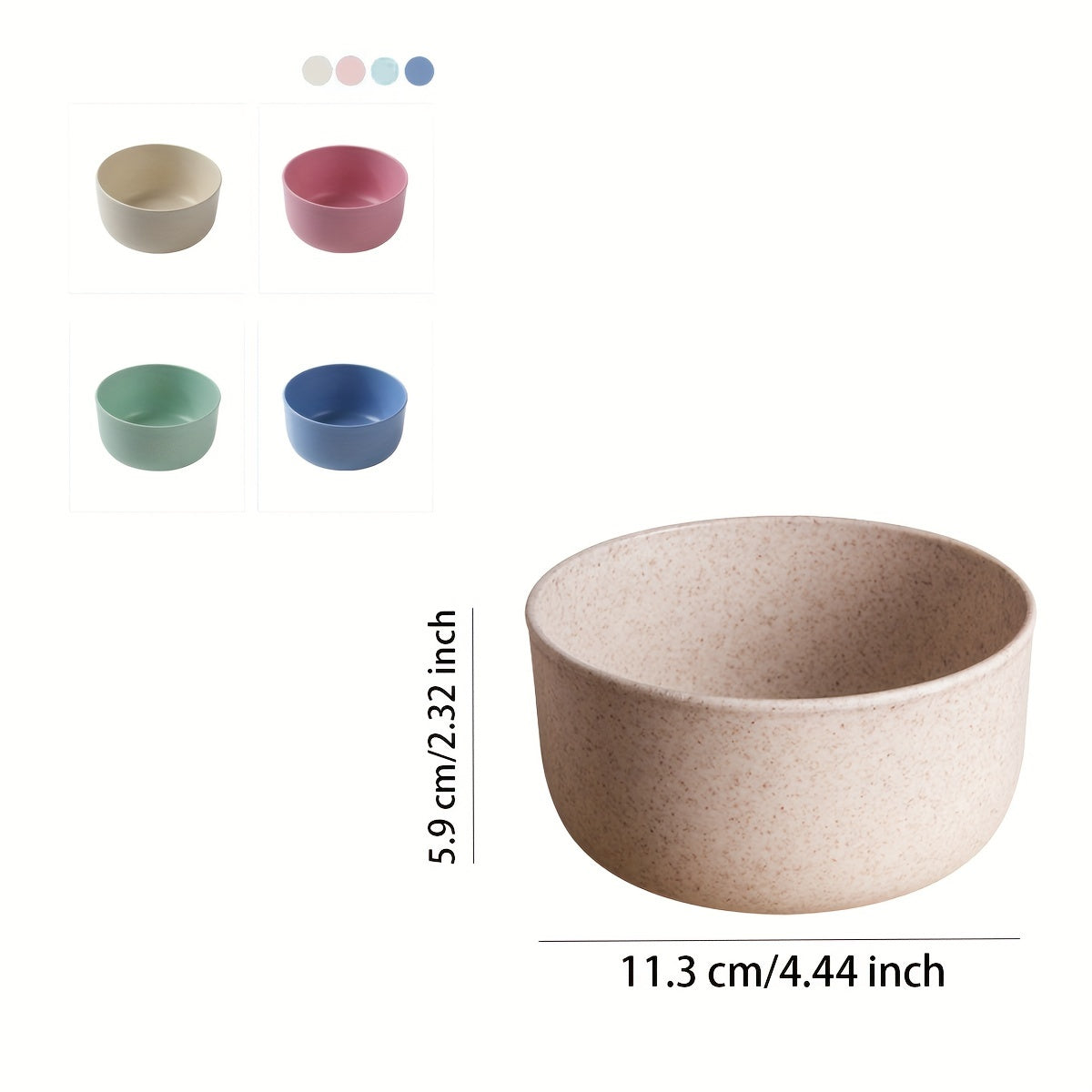 4-Piece Plastic Tableware Set Reusable Bowls for Dining, Camping, Picnic