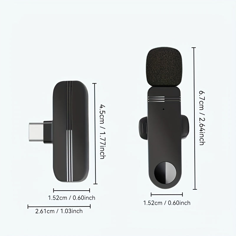 Wireless Lavalier Microphone for Android Devices with Noise Cancellation and 65-Foot Range
