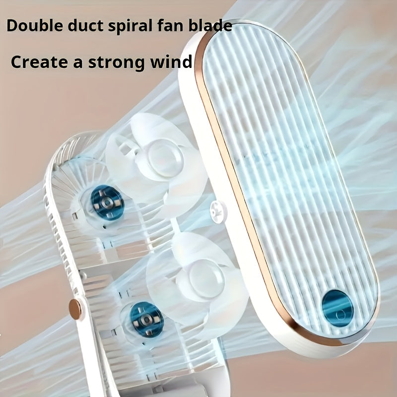 720° Oscillation Table Fan with Dual Motors, 5-Speed, USB Charging