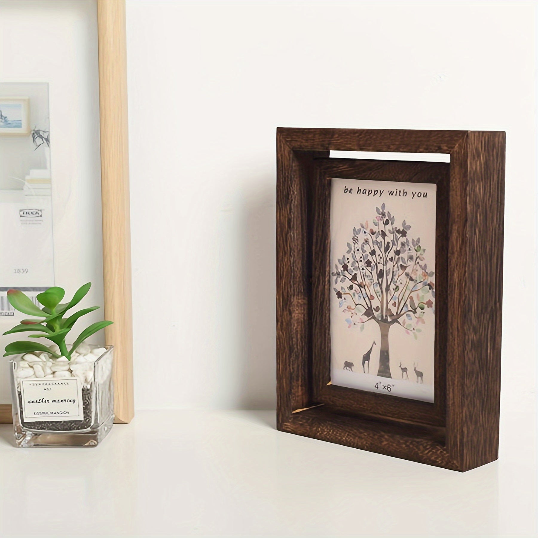 Элегантная настольная витрина для воспоминаний и декора молодежи - вращающаяся фоторамка из соснового дерева размером 6 дюймов.