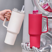 Taza de viaje de policarbonato blanco con asa, gran capacidad para uso en coche y oficina