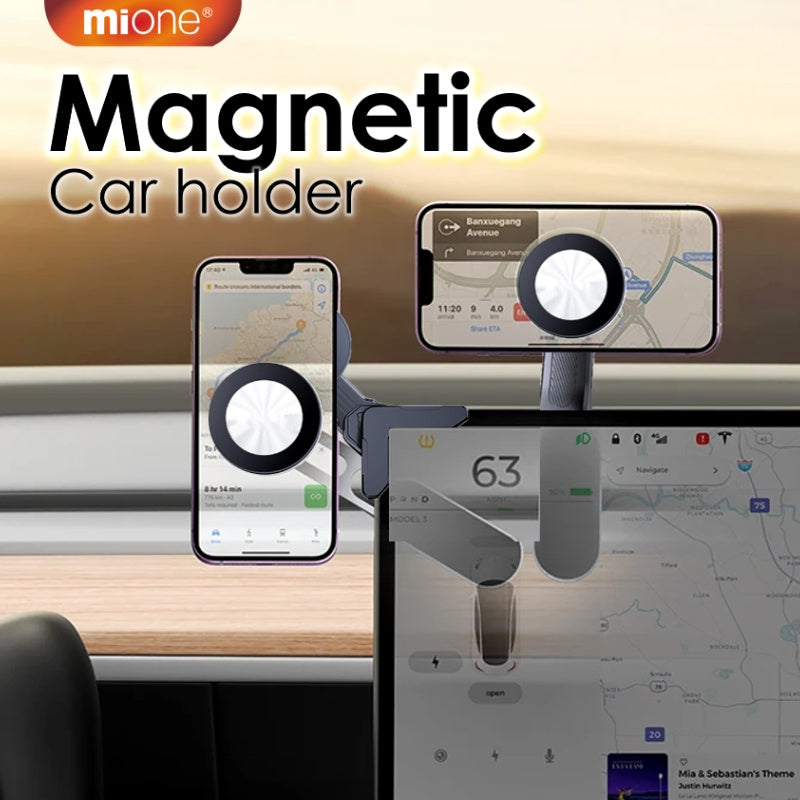 Magnetic Car Phone Holder ABS Silicone Dashboard Mount 360° Rotation