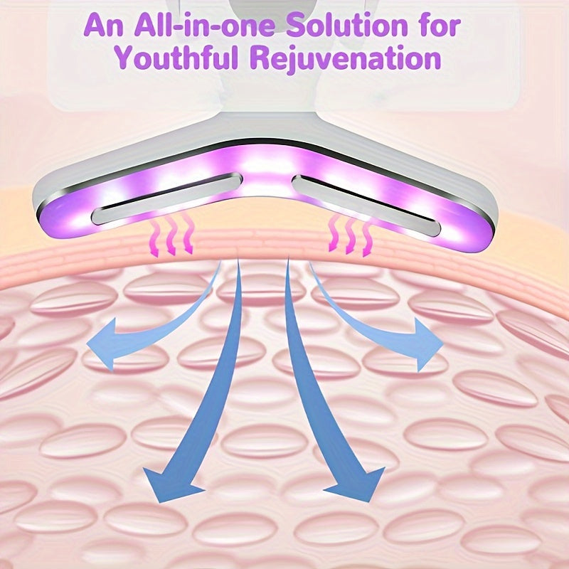 USB Rechargeable Facial and Neck Massager with 7 Modes for Skin Care