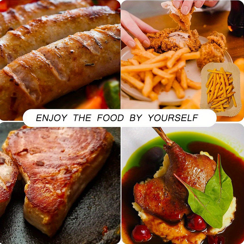 Liners desechables para freidora de doble zona, 100 piezas, papel para hornear de tamaño rectangular, resistente al aceite