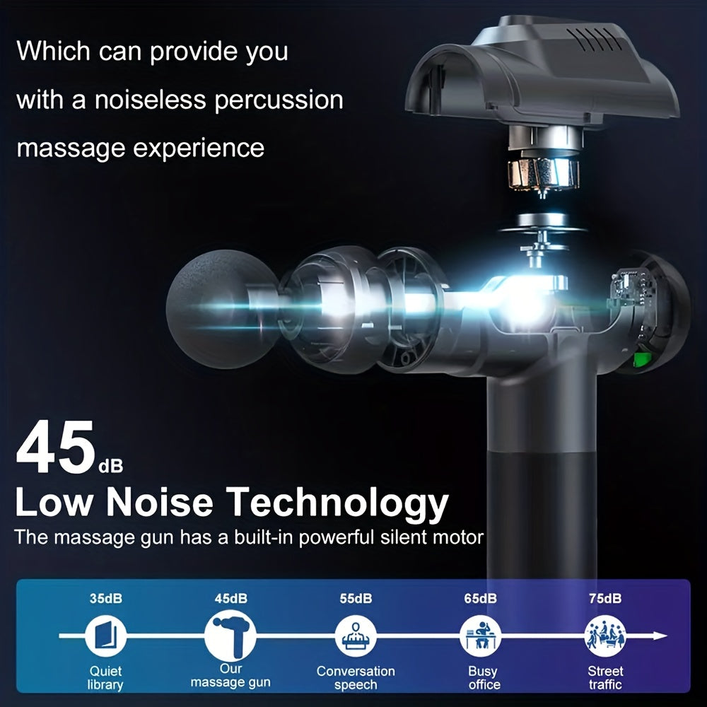 Zaryadlanadigan Fascia quroli, 8 massaj boshli, LED ekran va 99 darajadagi mushak massaji bilan