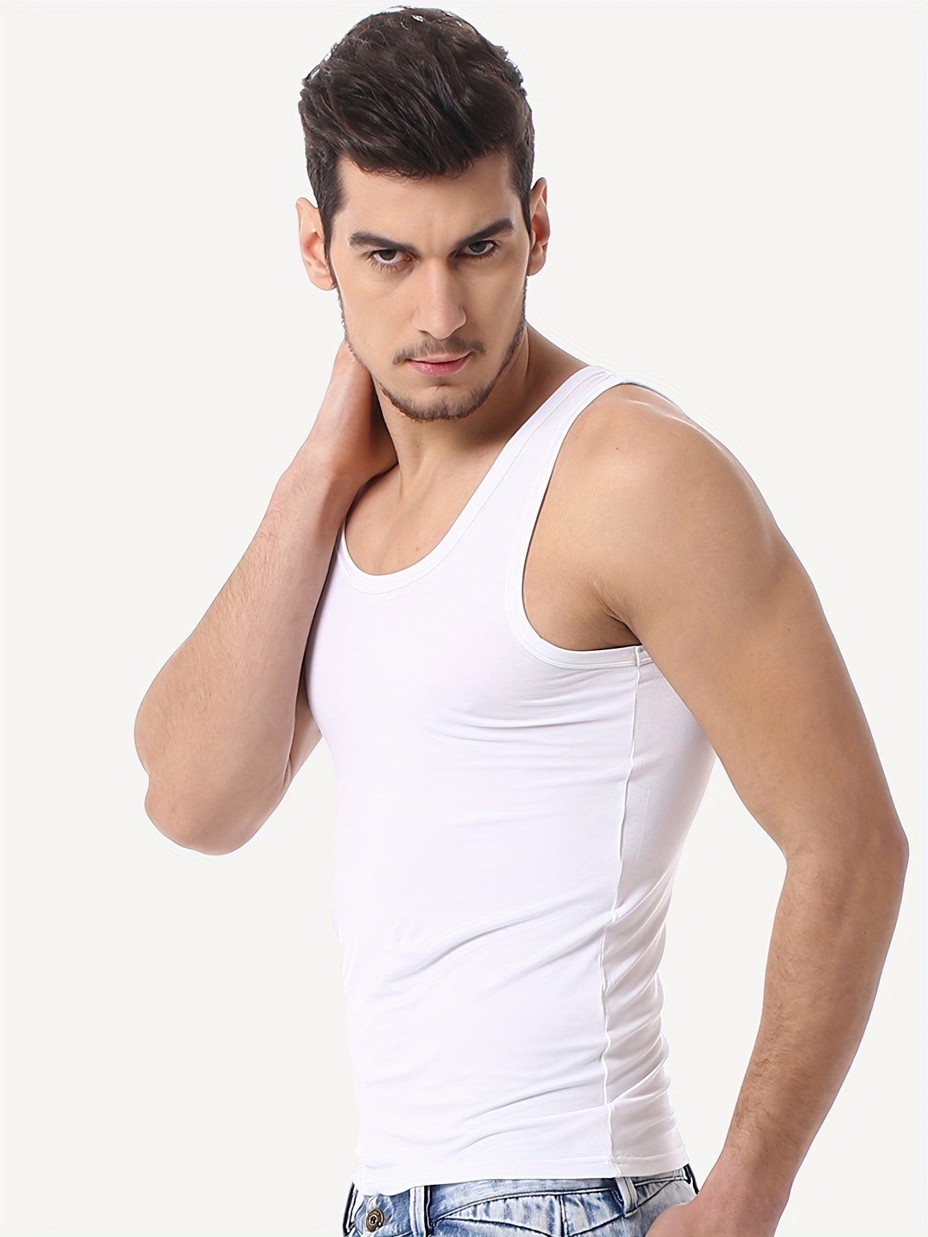 Men's Cotton Tank Tops Set 3 Sleeveless Slim Fit Breathable Casual Gym All-Season
