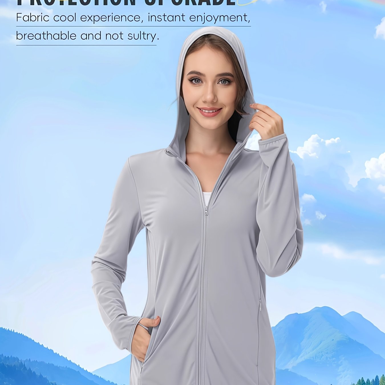 Plus Size Women's Lightweight Breathable Hooded Jacket for Outdoor Activities