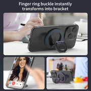 Folding Phone Stand with 360° Rotation and Magnetic Ring Holder for Mobile Support