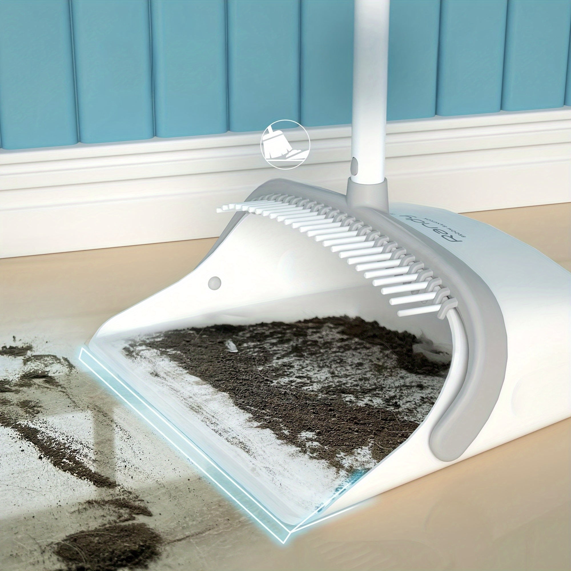 Conjunto de escoba y recogedor con mango largo para limpiar pelo de mascotas, hogar y oficina