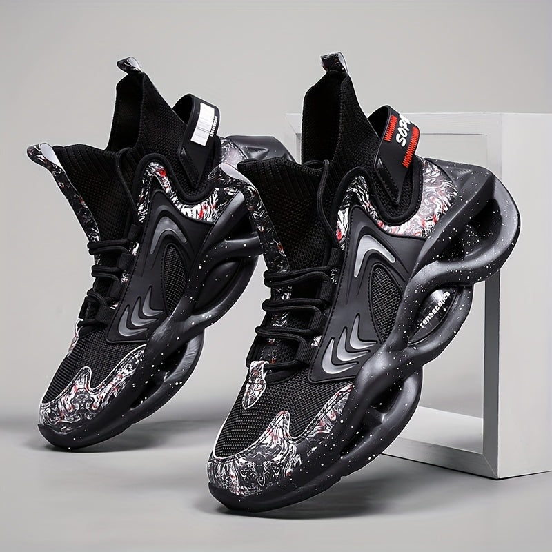 Men's Mesh Canvas High Top Sneakers for Outdoor Sports Casual Style