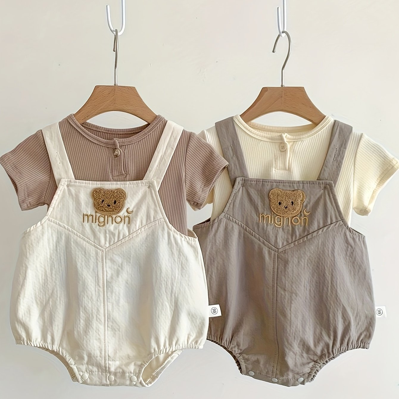 Baby Boys Summer Korean Style Short Sleeve Diaper Cover Two-Piece Set Cotton Solid