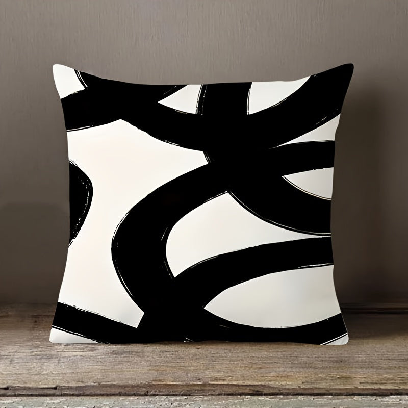 Geometric Abstract Art Pillowcase Black and White Double-Sided Decorative Pillow